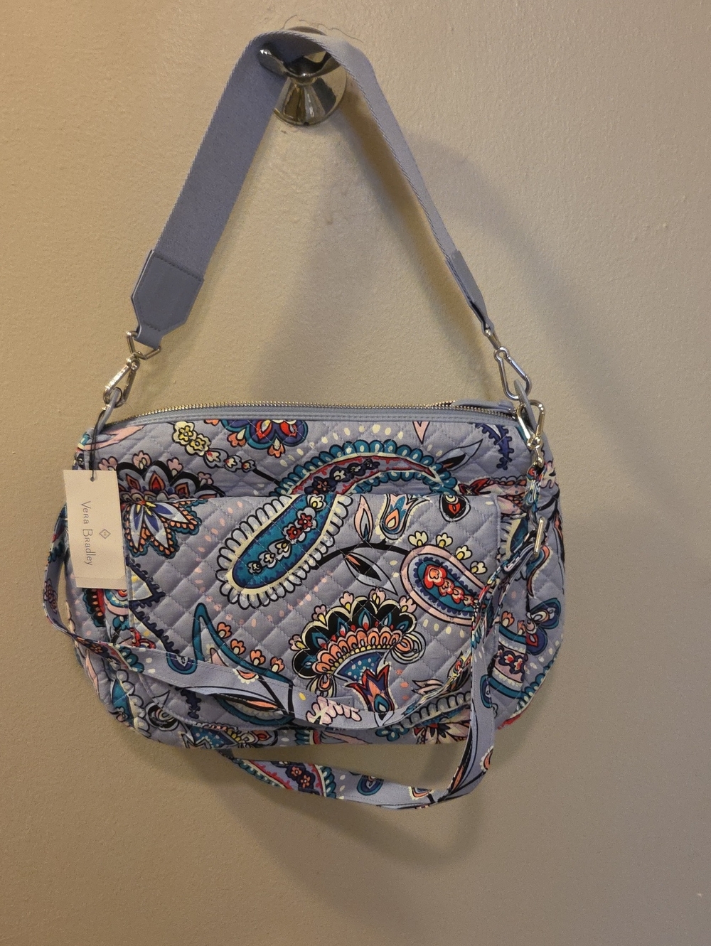 Vera Bradley Light Blue Paisley Quilted Crossbody Bag